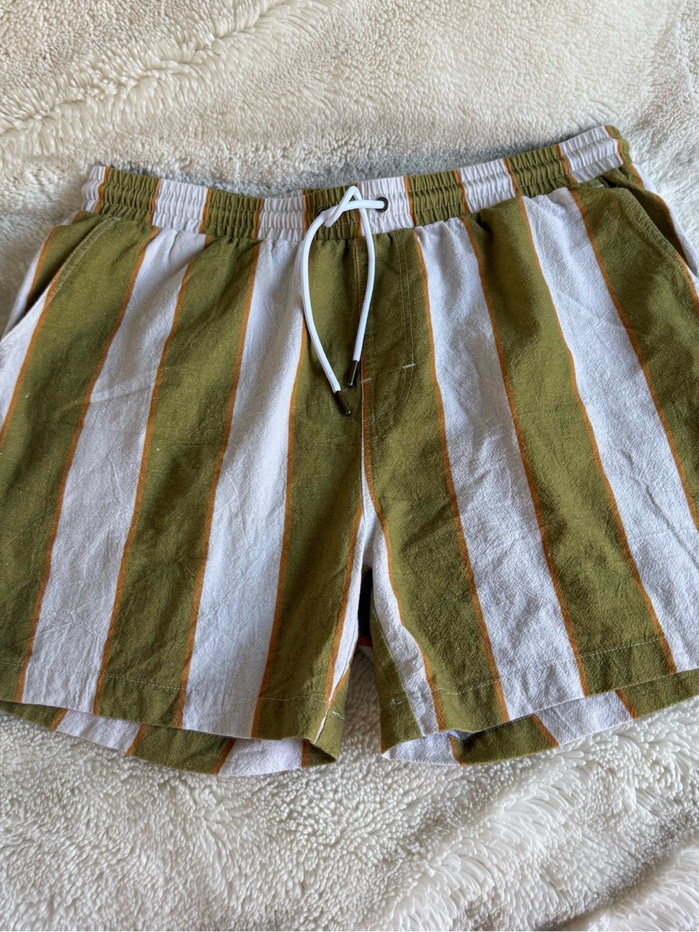 Dandy Del Mar Men’s Shorts Mallorca Size Large Olive Striped